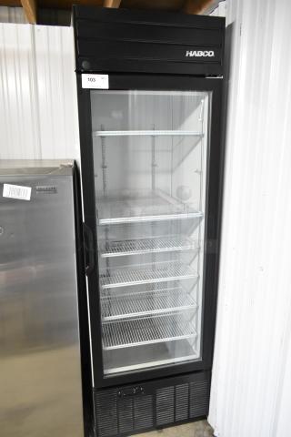 2019 Habco SE18 metal single door cooler. Features poly-coated racks, commercial casters, 115 volts, 1 phase.