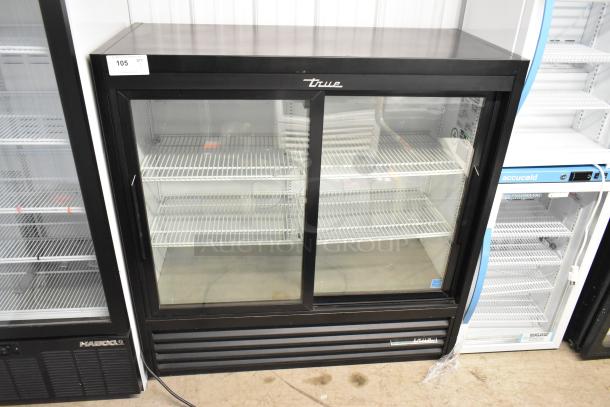 2020 True GDM-41SL-48-HC-LD 2 Door Cooler, black metal, with poly-coated racks, 115V, 1 phase, excellent condition.
