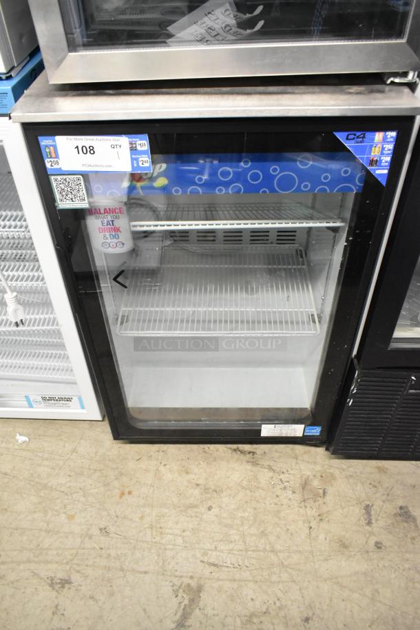 Imbera EVC31 Metal Mini Cooler Merchandiser, 115V, 1 Phase. Features glass door, interior shelving, and visible control panel.