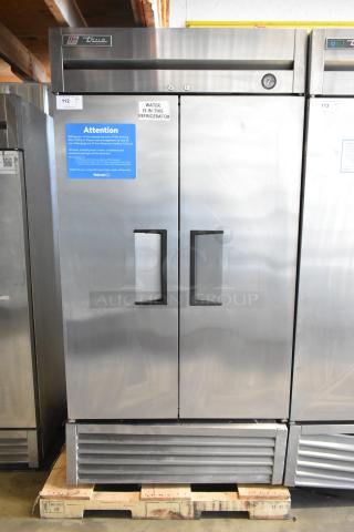2017 True T-35 stainless steel commercial 2-door reach-in cooler, poly coated racks, 115 volts, 1 phase, excellent condition.