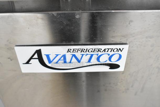 Brand new Avantco 178SSPPT3 stainless steel pizza prep table, scratch and dent, logo visible. 115 Volts, 1 Phase.