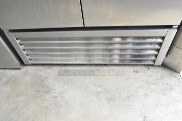 True T-35 stainless steel commercial cooler, 2-door, poly coated racks, vent detail shown, 115V, 1 phase.