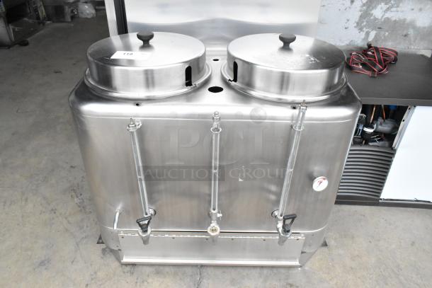 Curtis Stainless Steel Commercial Countertop Automatic Urn, dual lids, spigots, temperature gauge, good condition.