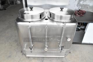 Curtis Stainless Steel Commercial Countertop Automatic Urn, dual lids, spigots, temperature gauge, good condition.
