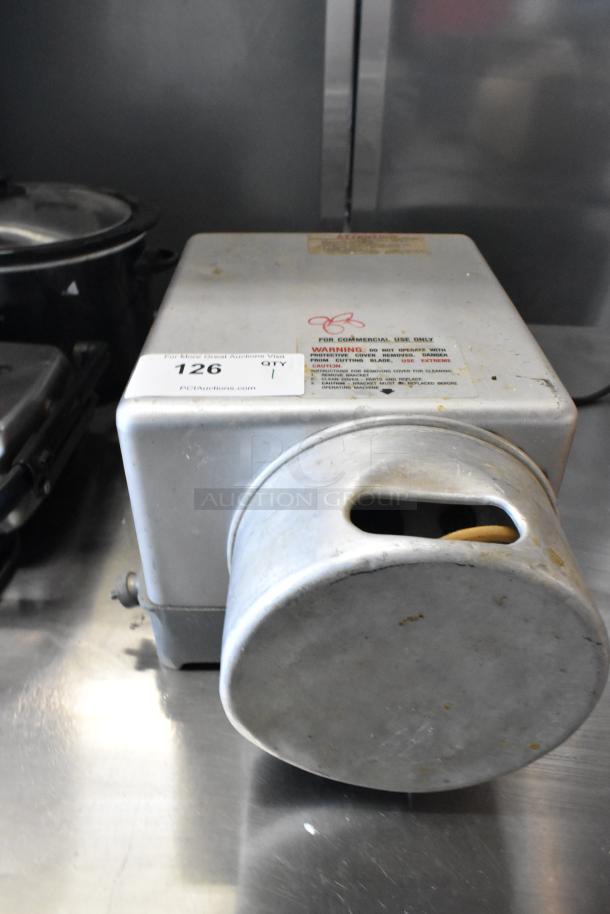 Prawnto MLG-1 shrimp deveiner, metal, commercial countertop model, 115V, 1 phase, with visible usage marks.