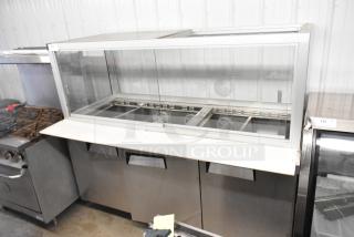 Atosa MSF8108 Stainless Steel Commercial Prep Table, 115 Volts, 1 Phase, featuring covered refrigeration storage in used condition.