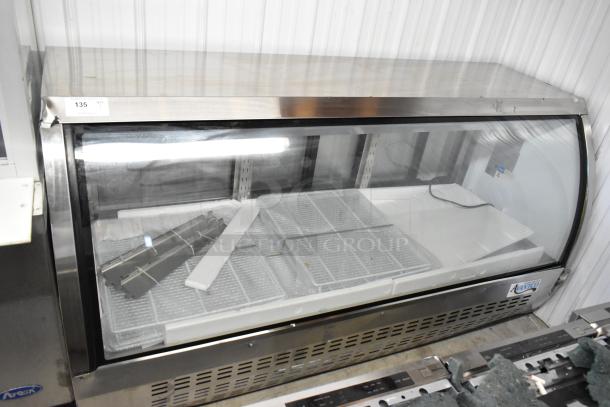 Brand new Avantco 178DLC82HCS stainless steel refrigerated deli case. Curved glass, 115V, scratch and dent condition.