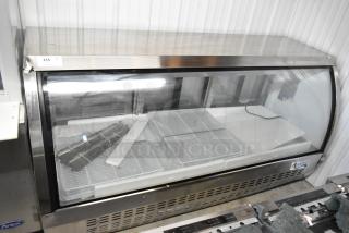 Brand new Avantco 178DLC82HCS stainless steel refrigerated deli case. Curved glass, 115V, scratch and dent condition.