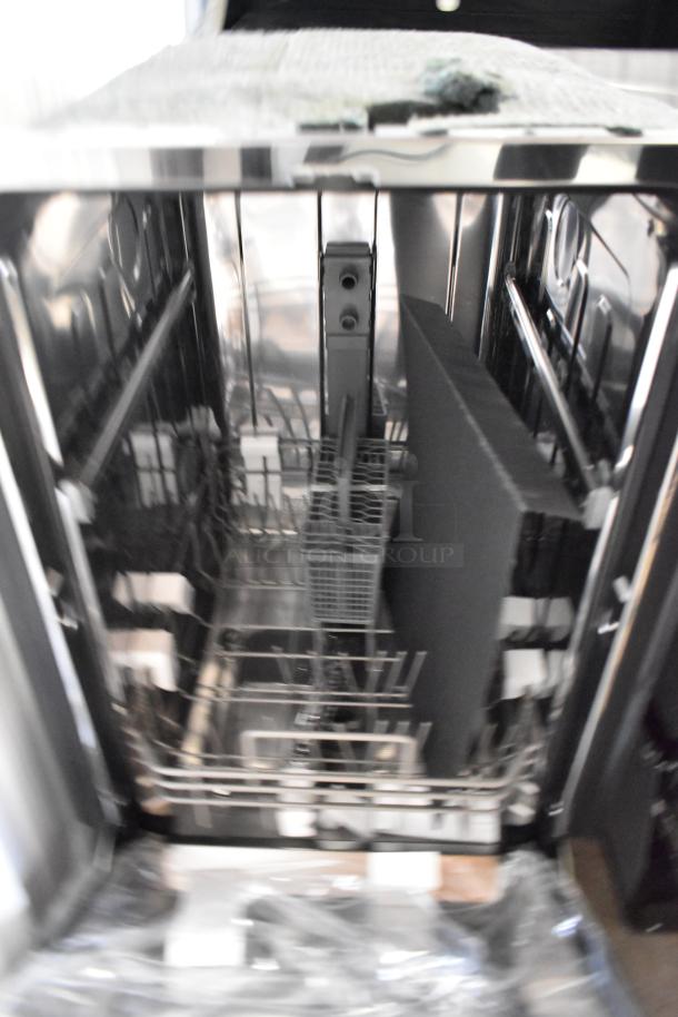 Honeywell HDS18SS 18" Stainless Steel Slimline Dishwasher, brand new with some scratches. Interior view shows racks and fittings.