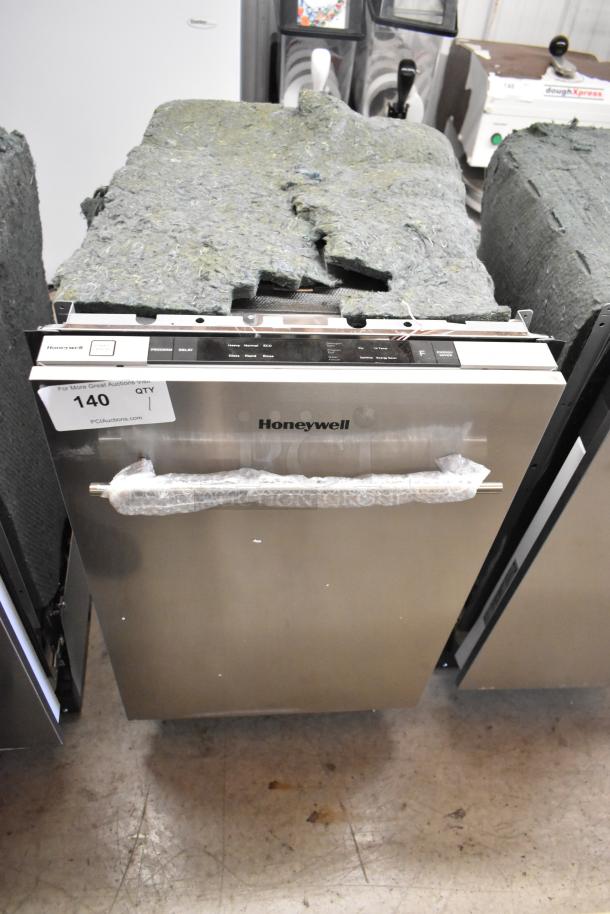 Brand new 2025 Honeywell HDS18SS stainless steel undercounter dishwasher, 18" slimline, 115V, with minor scratches.