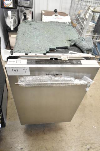 2025 Honeywell HDS18SS 18" Slimline Dishwasher, stainless steel, new scratch and dent, 115V, 1 phase, label shown.