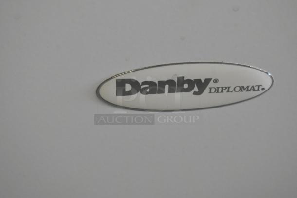 Danby Diplomat label on the DCF100A6WM chest freezer, showcasing brand identification.