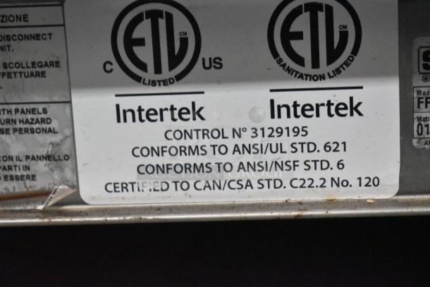 Crathco stainless steel slushie machine with 2 hoppers. ETL and Intertek certified. Model certified to ANSI/UL and CSA standards.