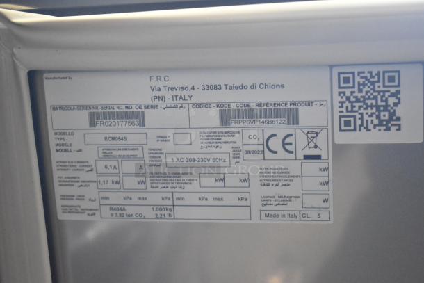 Brand new Piper Products RCM054S stainless steel blast chiller, 208-230V, 1 Phase. Minor scratches, 2022 model, made in Italy.