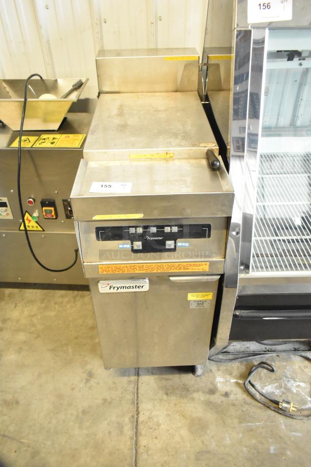 Frymaster stainless steel commercial rethermalizer on casters, features control panel, caution labels, used condition.