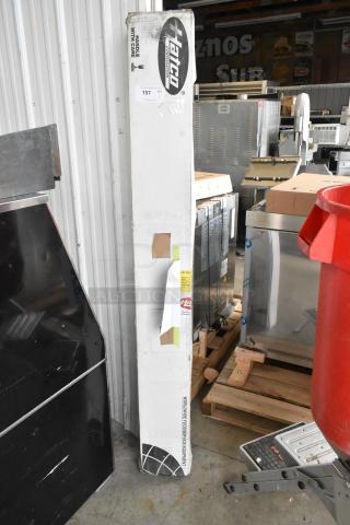 Brand new Hatco GRAH-72 Heat Strip Warmer in box, 120V, 1 Phase, noted as scratch and dent condition. Handle with care label visible.