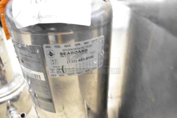 Buckeye wet chemical fire extinguisher, stainless steel, features hydrostatic test label. Buyer must pick up; no shipping.