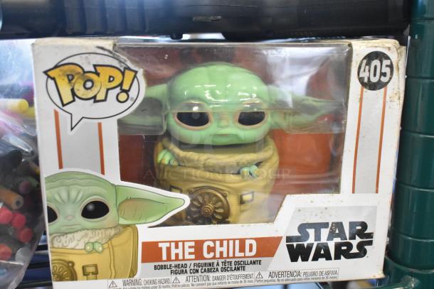 Pop! Star Wars "The Child" bobblehead, boxed in fair condition, with visible wear on packaging, item 405.