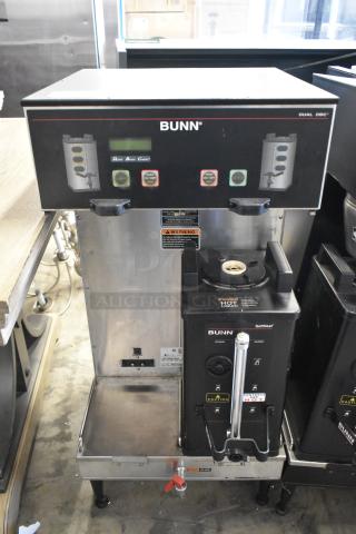 2017 Bunn DUAL SH DBC Stainless Steel Commercial Countertop Double Coffee Machine w/ Hot Water Dispenser and Satellite Server. 120/208-240 Volts, 1 Phase. - Item #1221130