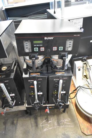 2016 Bunn DUAL SH DBC Stainless Steel Commercial Countertop Double Coffee Machine w/ Hot Water Dispenser, 2 Metal Brew Baskets and 2 Satellite Server. 120/208-240 Volts, 1 Phase. - Item #1221131