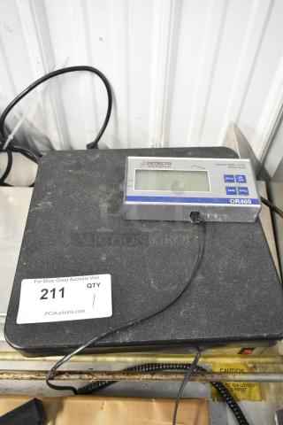 Detecto DR400 scale, 400 lb capacity, digital display, used condition, with cables.