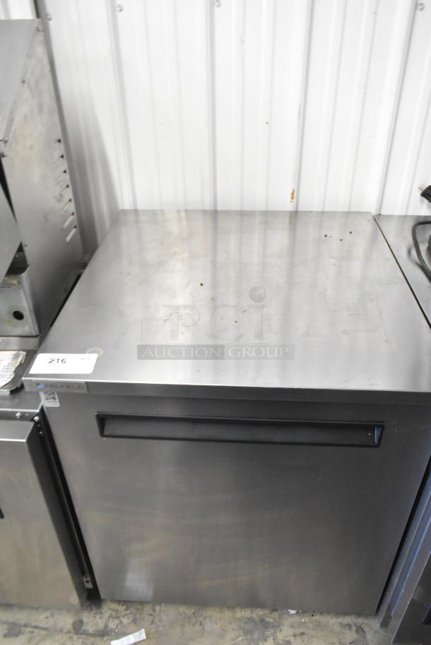 2023 Delfield 406P-STAR2 stainless steel undercounter cooler, single door, on casters, 115V, 1 Phase, commercial use.