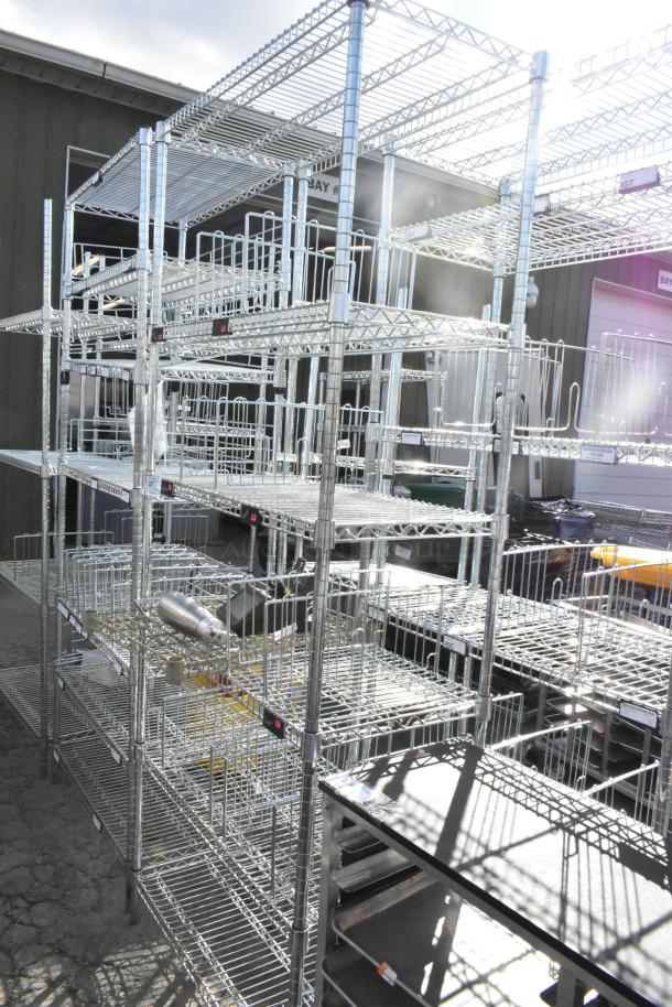 Chrome finish 6-tier wire shelving unit in excellent condition. Buyer must dismantle. Consider freight charges.