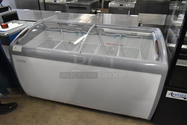 BRAND NEW SCRATCH AND DENT KoolMore MCF-16C ice cream display freezer, 115 volts, 1 phase, sliding glass doors, minor scratches.