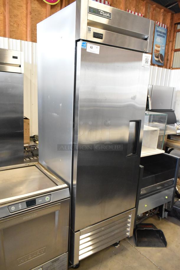 2022 True T-23F-HC stainless steel commercial freezer, single door, poly coated racks, excellent condition, 115V, 1 phase.