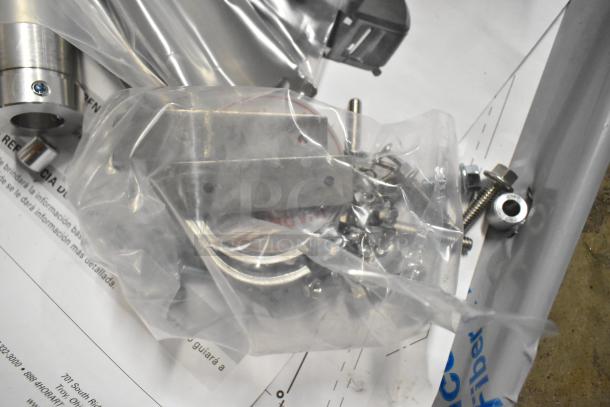 Hobart HWS-4C hand wrap station parts in plastic bag, includes screws and metal brackets. New and unused condition.