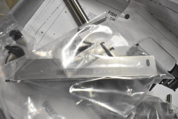 Hobart HWS-4C metal hand wrap station hot plate, 120V, 1-phase, with Hobart label printing scale, new in packaging.