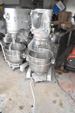 2022 Precision HD-60 Metal Commercial Floor Style 60 Quart Dough Mixer w/ Mixing Bowl, Bowl Guard, and Pelican Head Attachment. 220 Volts, 3 Phase. - Item #1220897