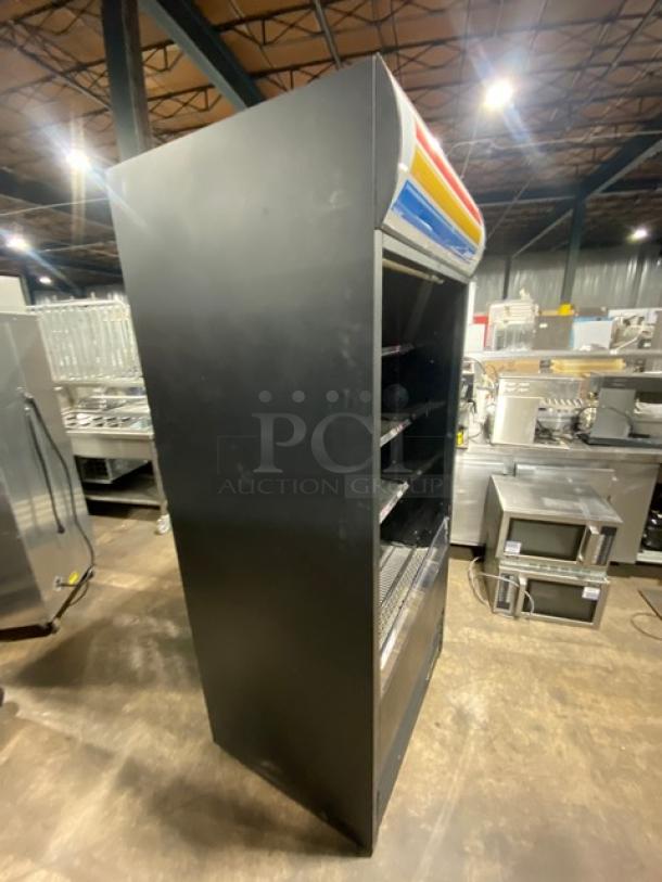 True TAC-36 multi-tier refrigerated display case, black finish, stainless steel shelving, 208-230V, used, SN: 7546115.