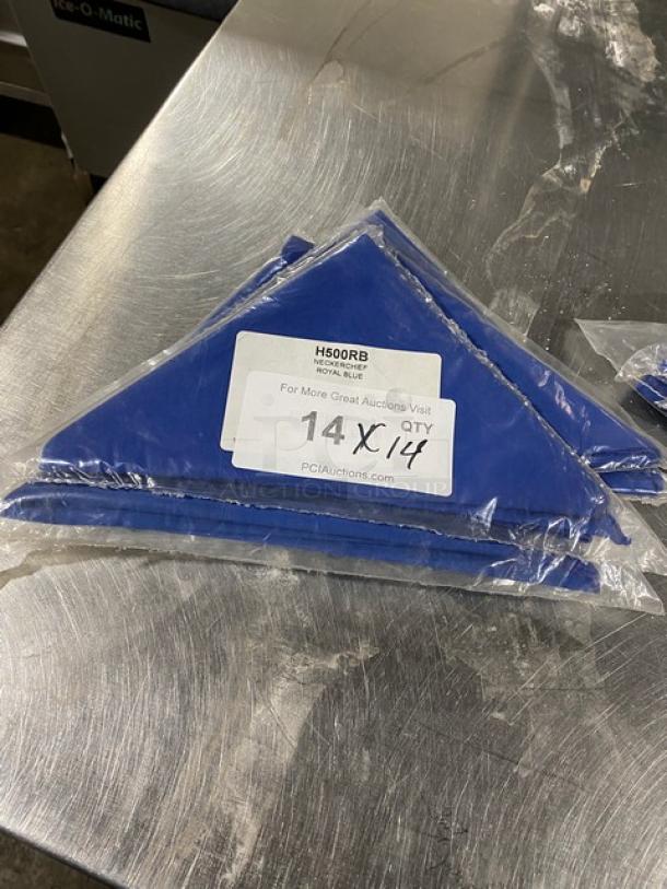Commercial Royal Blue Neckerchief, Model H500RB, packaged in plastic with label indicating quantity of 14.