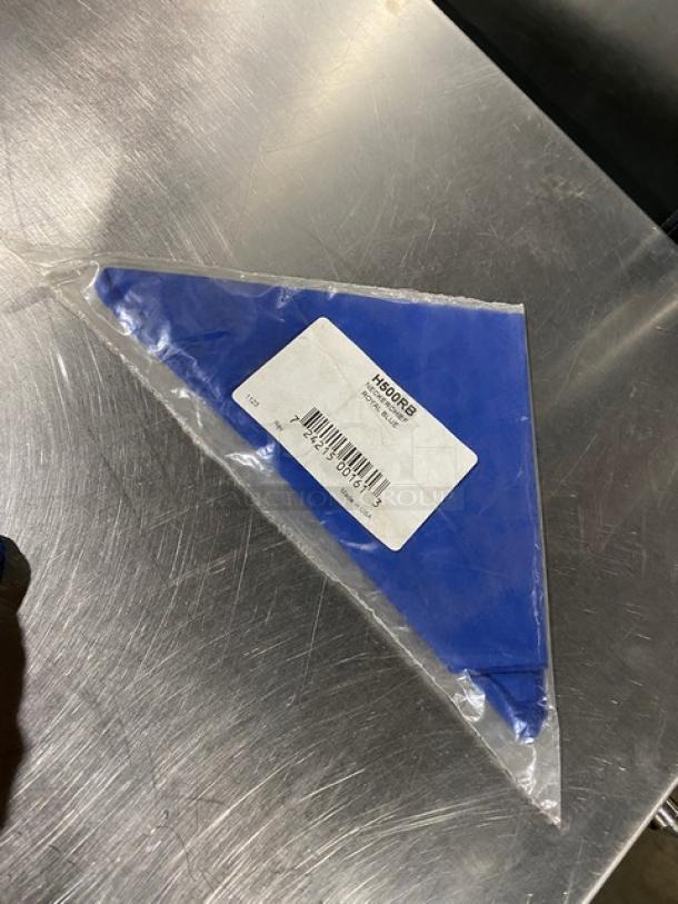 Royal blue neckerchief, model H500RB, in original packaging. Label visible on the front with barcode.