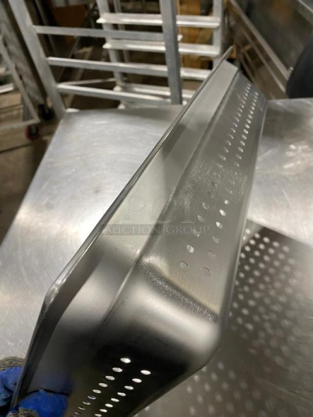 NEW Browne Commercial Stainless Steel Perforated Hotel Pan, Model 22114, in mint condition. Suitable for steam tables.
