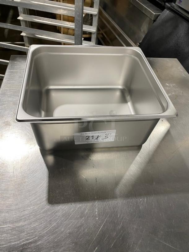 NEW Choice Commercial Stainless Steel 2/3-Size 6" Deep Hotel Pan, Model 4070162, pristine condition with visible label.
