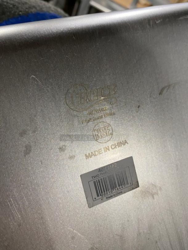 Choice stainless steel 2/3-size 6" deep hotel pan, model 4070162, NSF certified, new condition, made in China.
