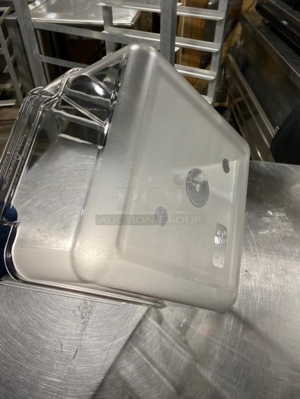 Cambro CamSquare 12 Quart Clear Food Storage Container. New condition, commercial grade, with measurement markings.