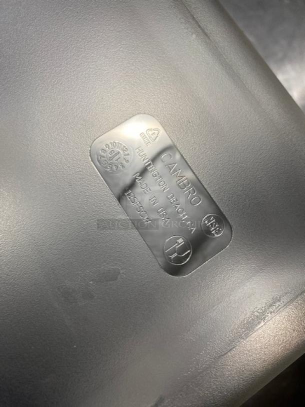 Cambro CamSquare 12 Quart Clear Food Storage Container; features label "Made in USA, Huntington Beach, CA."