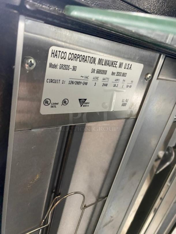 Hatco Commercial Electric Warming Merchandiser, Model GR2SDS-360, 2-shelf, black, UL-listed, SN: 6688920930, 120V, 1 Phase.