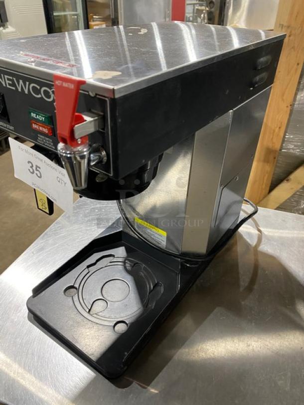 Newco ACE-TC stainless steel coffee brewer with hot water dispenser. Commercial-grade, electric, 120V 1 Phase. Model: ACE-TC.
