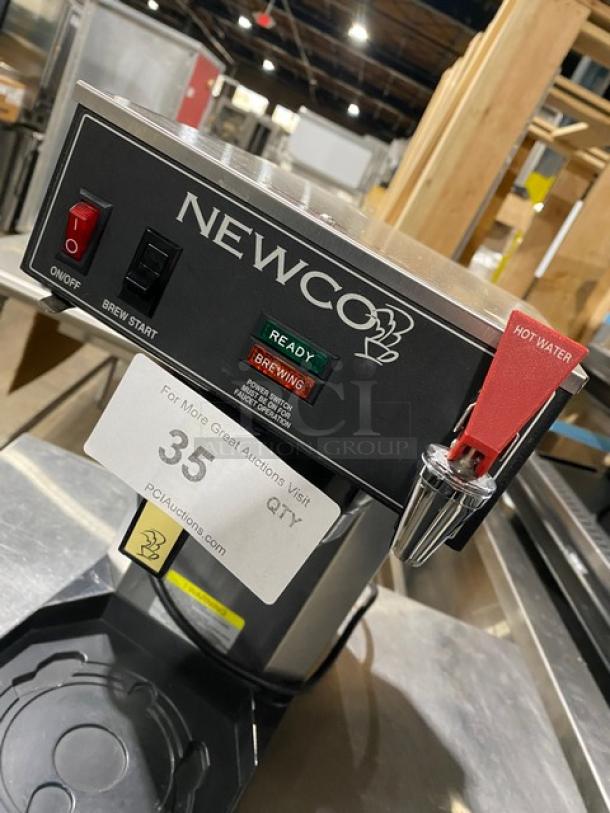 Newco ACE-TC stainless steel coffee brewer with hot water dispenser, Model: ACE-TC, 120V, 1 Phase, SN: A00230010, excellent condition.