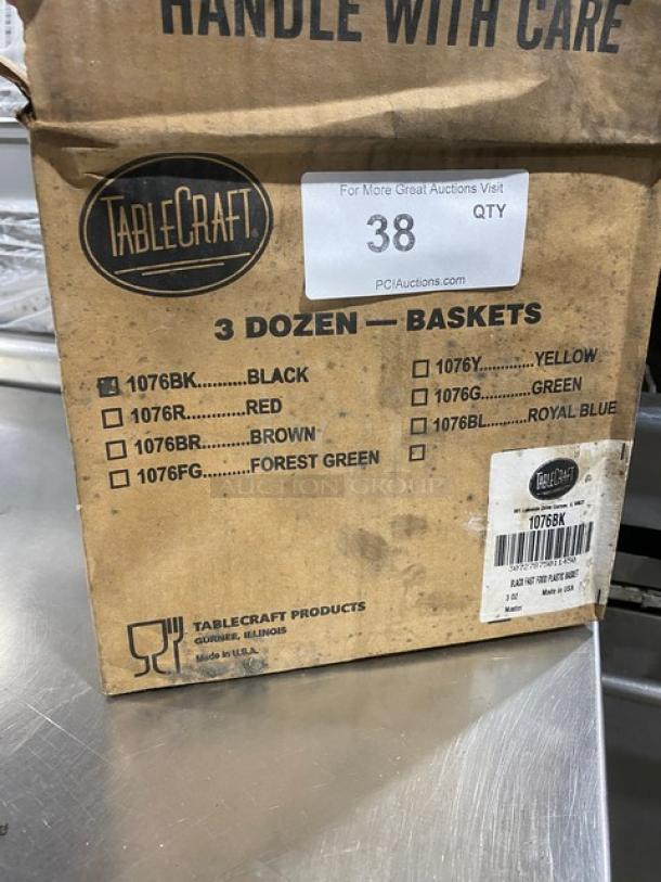 TableCraft Commercial Black Fast Food Plastic Baskets, Model 1076BK, new in original packaging, 3 dozen quantity.