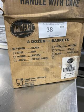 TableCraft Commercial Black Fast Food Plastic Baskets, Model 1076BK, new in original packaging, 3 dozen quantity.
