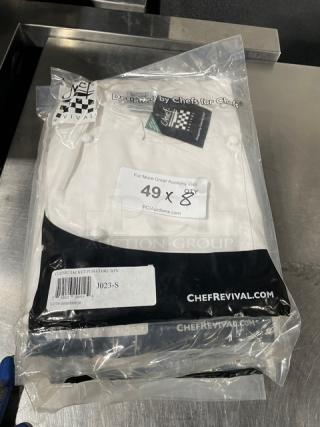 Chef Revival white classic chef jacket, model J023S, size S, new in package with push-thru button detail.