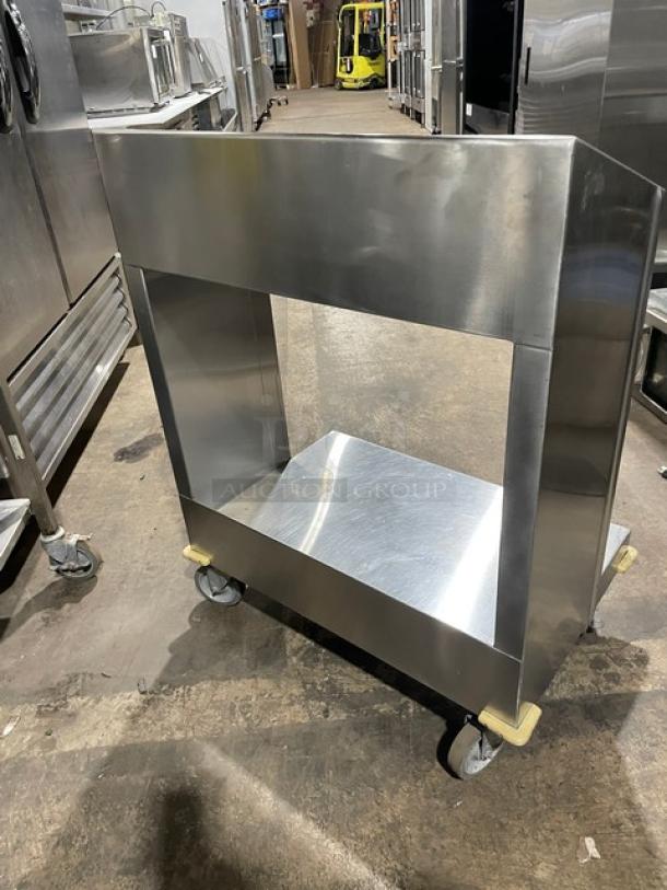 Atlas Metal commercial stainless steel tray cart, model TC2S. Open style, on casters, excellent condition.