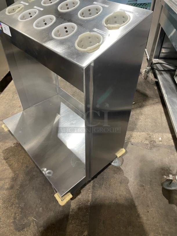 Atlas Metal stainless steel tray cart, Model TC-2-S, open style, on casters for mobility. Excellent condition.