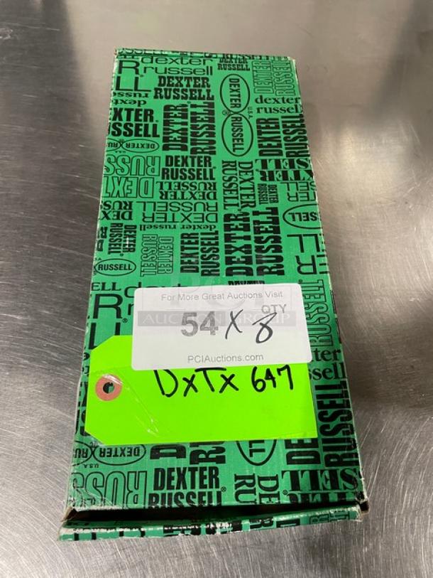 Green boxed Dexter Russell EP516HG 6" hollow ground deboning knife, stainless steel, with green grip handle, new condition.