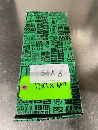 Green boxed Dexter Russell EP516HG 6" hollow ground deboning knife, stainless steel, with green grip handle, new condition.